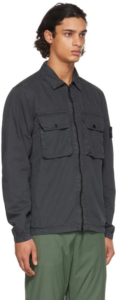 商品Stone Island|Grey Cotton Canvas Brushed Overshirt Jacket,价格¥2466,第2张图片详细描述