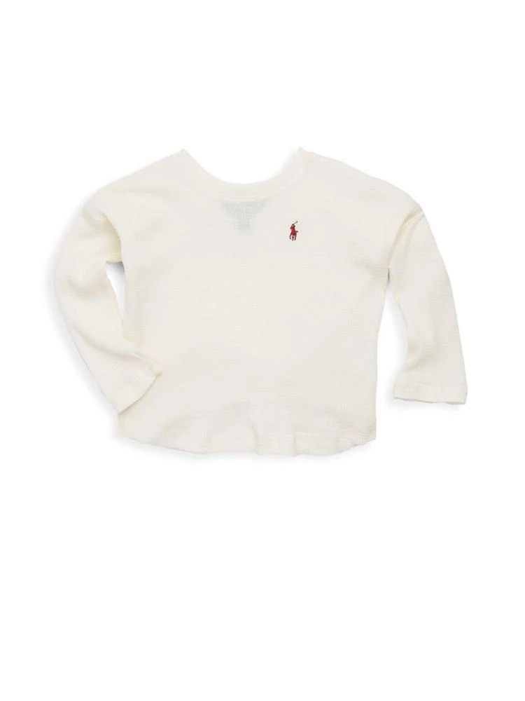 商品Ralph Lauren|Little Girl's & Girl's Waffle-Knit Long-Sleeve Top,价格¥110,第1张图片