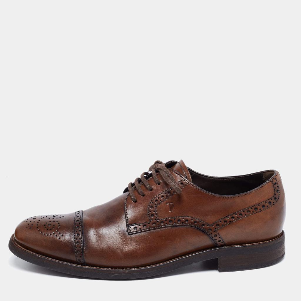 Tod's Dark Brown Brogue Leather Lace Up Derby Size 44.5商品第1张图片规格展示