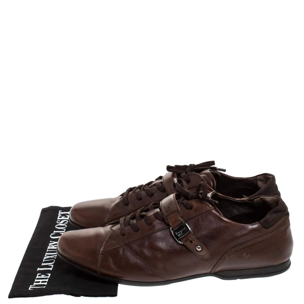 Salvatore Ferragamo Brown Leather Low Top Sneakers Size 45.5 商品
