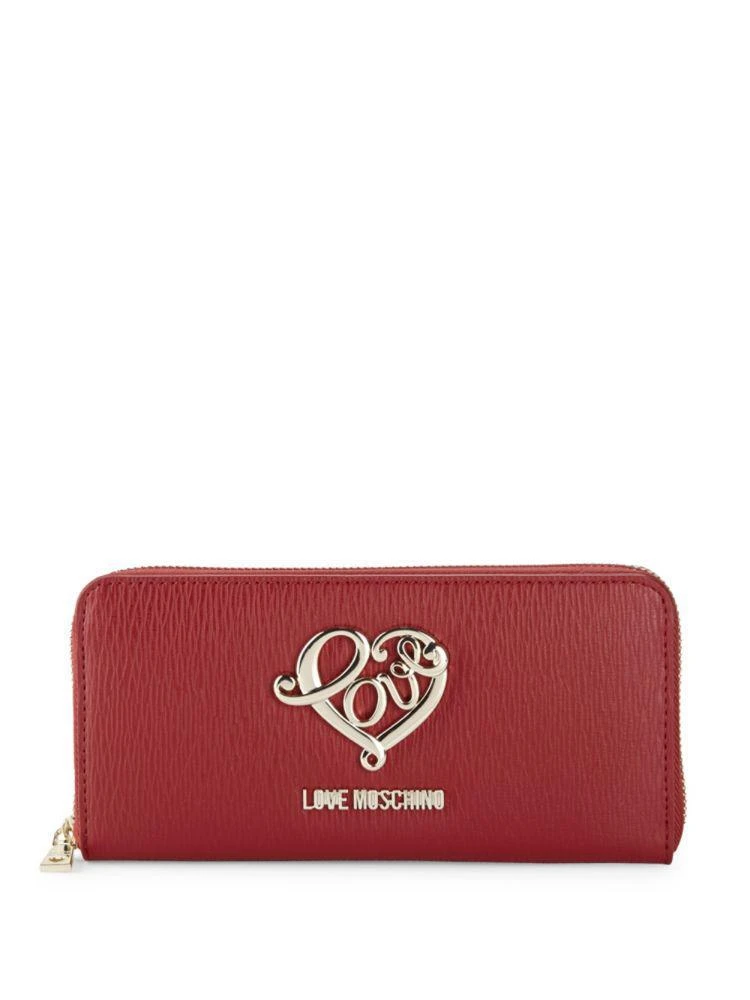 商品Moschino|Textured Faux Leather Zip-Around Wallet,价格¥708,第1张图片