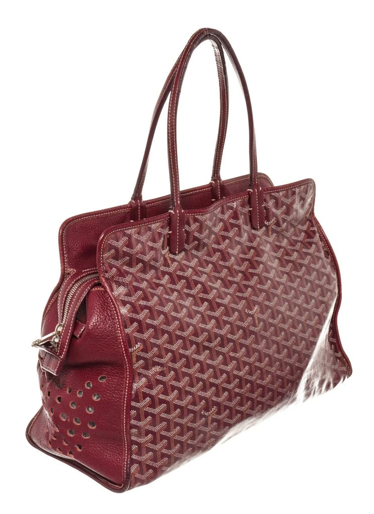 商品[二手商品] Goyard|Goyard Burgundy Goyardine Canvas Leather Sac Hardy PM Tote Bag,价格¥19833,第3张图片详细描述