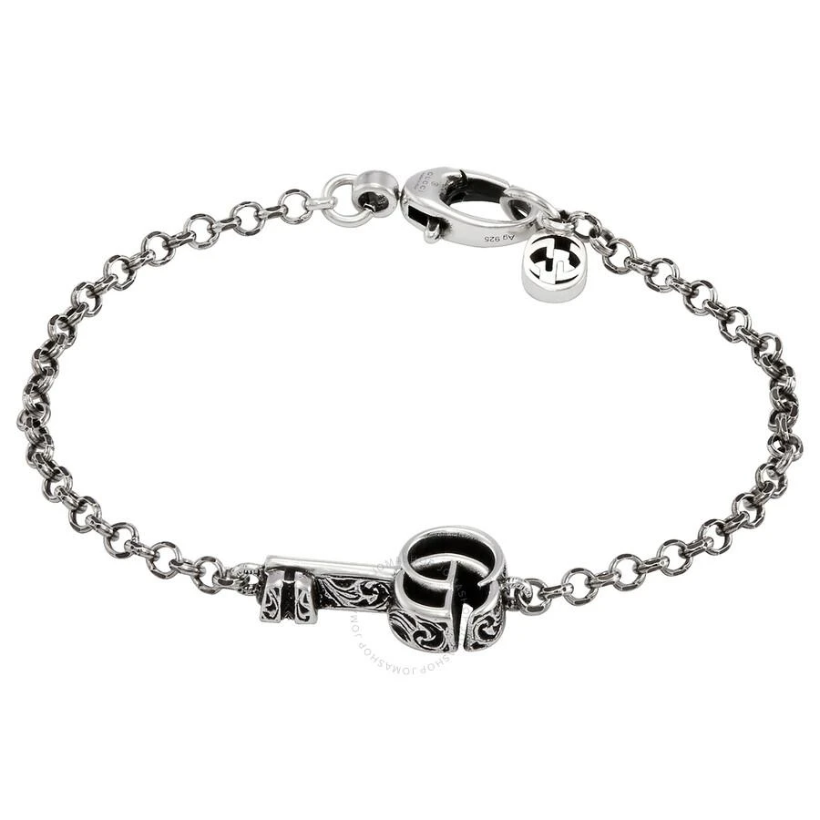 商品Gucci|Gucci Ladies 925-Sterling Silver Double G Key Bracelet, Size 17,价格¥1864,第1张图片