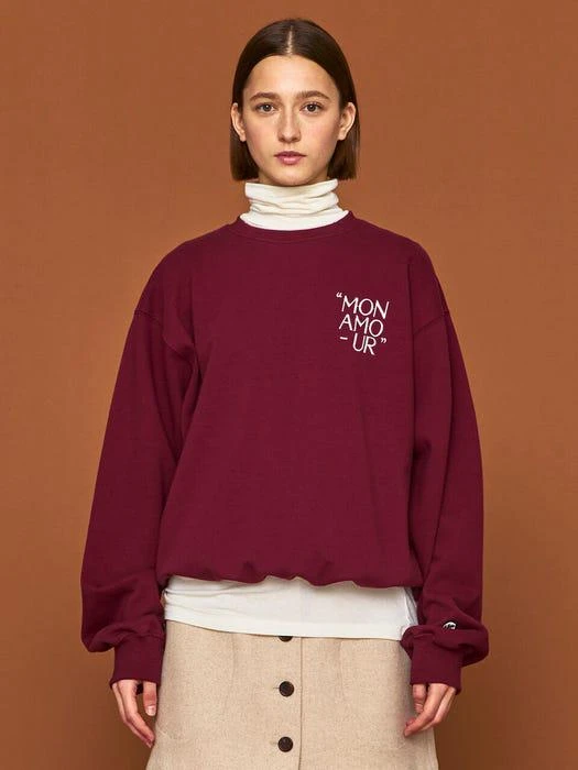 商品HIDDEN FOREST MARKET|MON AMOUR Sweatshirt_Burgundy,价格¥721,第3张图片详细描述