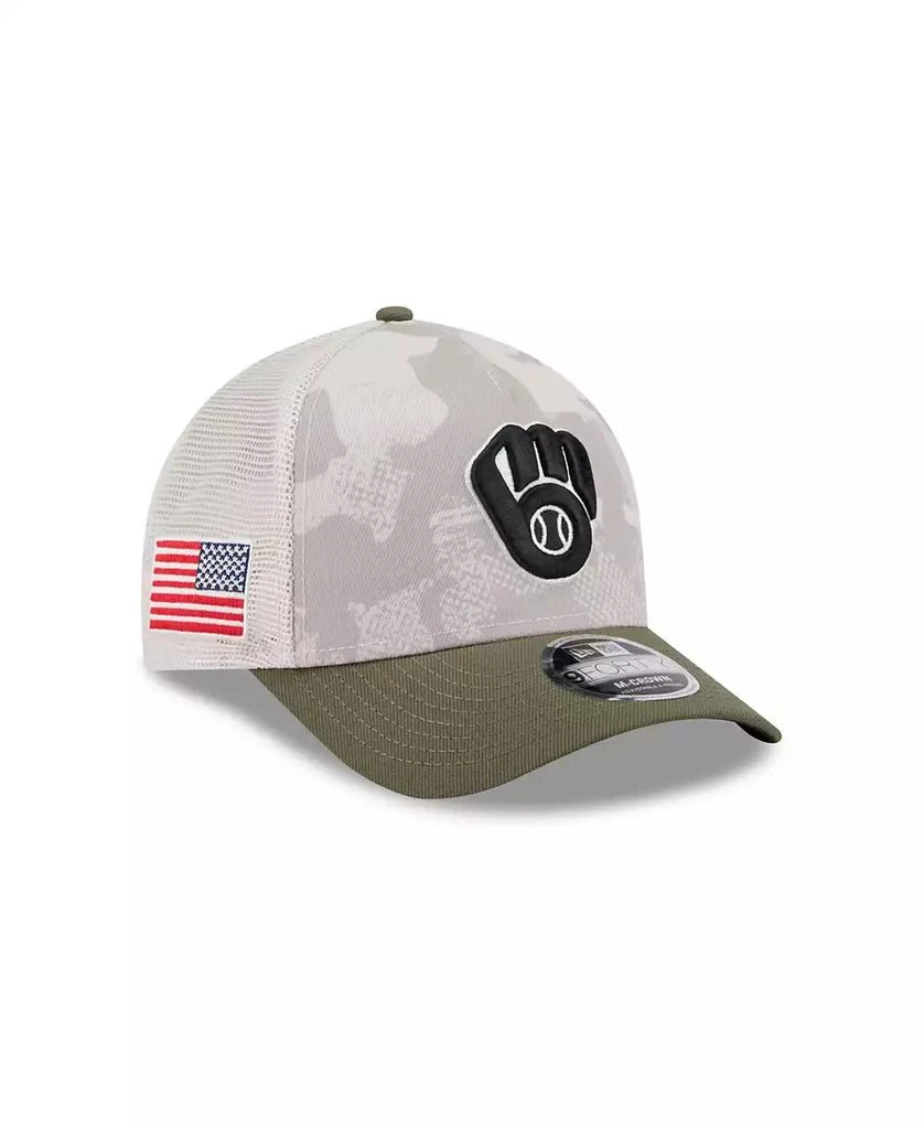 商品New Era|Men's Light Beige/Olive Milwaukee Brewers 2025 Armed Forces Day 9FORTY M-Crown A-Frame Adjustable Hat,价格¥268,第3张图片详细描述