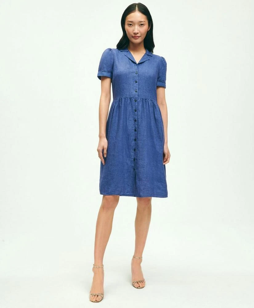 商品Brooks Brothers|Linen Shirred-Waist Relaxed Shirt Dress,价格¥706,第1张图片