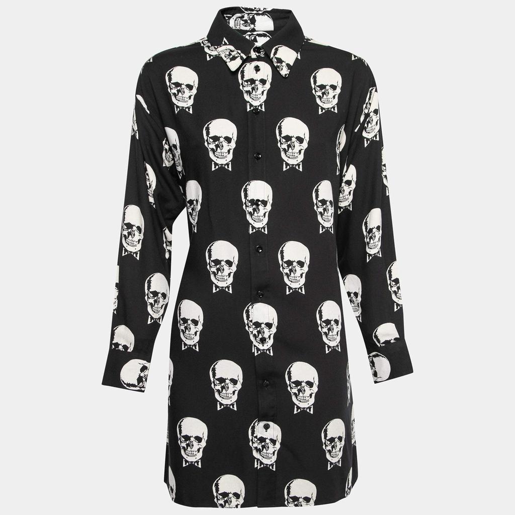 商品[二手商品] Yves Saint Laurent|Saint Laurent Black Skull Print Twill Shirt Dress M,价格¥3351,第1张图片
