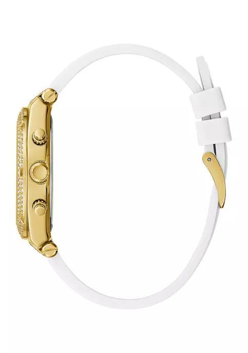 商品GUESS|Gold Tone White Silicone Watch,价格¥1300,第4张图片详细描述
