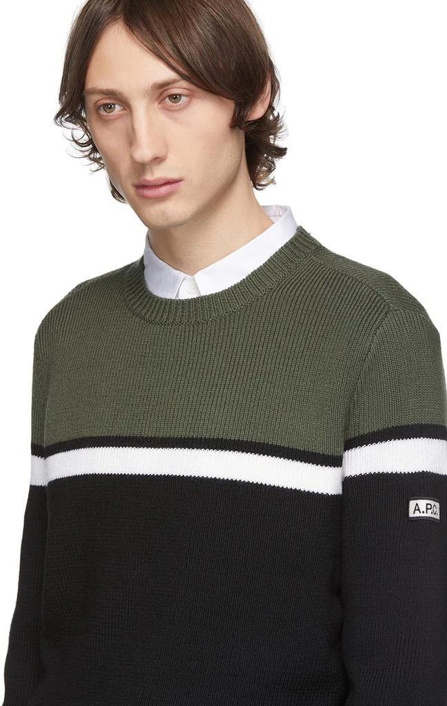 商品A.P.C.|Green & Black Mick Crewneck Sweater,价格¥1437,第4张图片详细描述