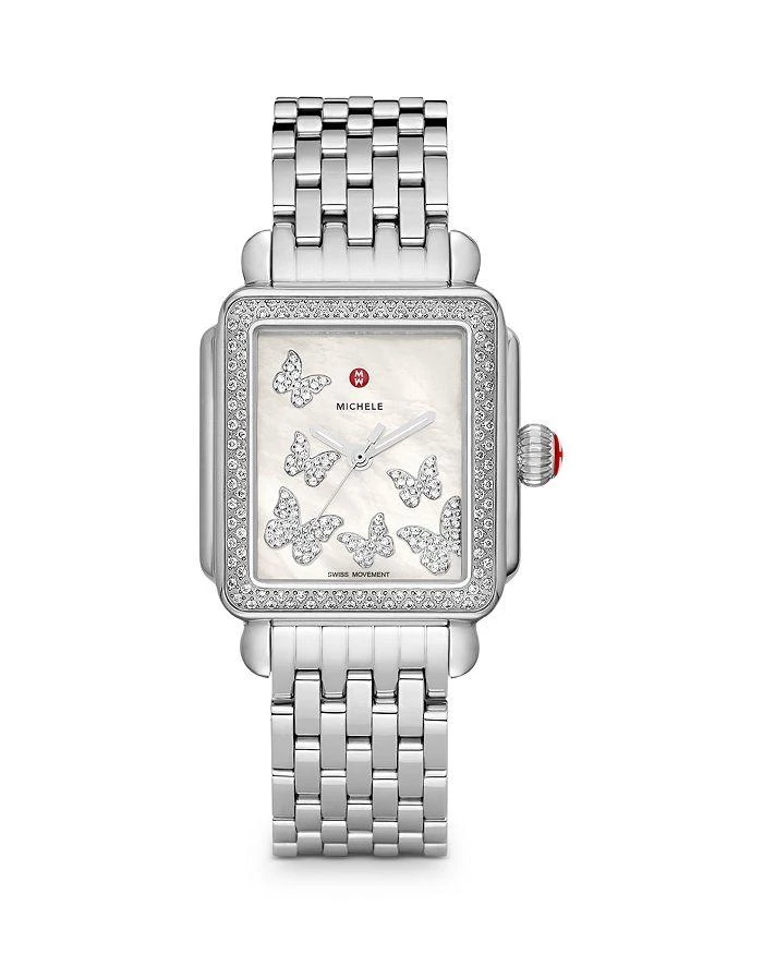 商品Michele|Limited Edition Deco Stainless Steel Diamond Butterfly Watch, 33mm,价格¥29149,第1张图片