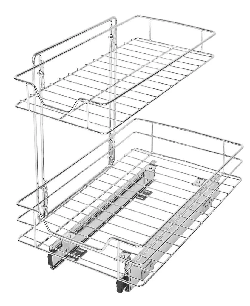 商品Smart Design|Medium 2-Tier Pull Out Cabinet Shelf, 14" x 18-32",价格¥726,第1张图片