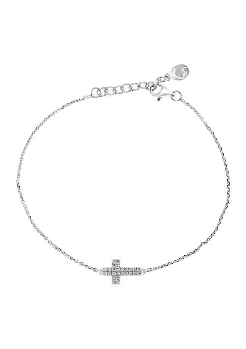 商品Effy|1 10 Ct. T.w. Diamond Cross Bracelet In Sterling Silver,价格¥1172,第1张图片