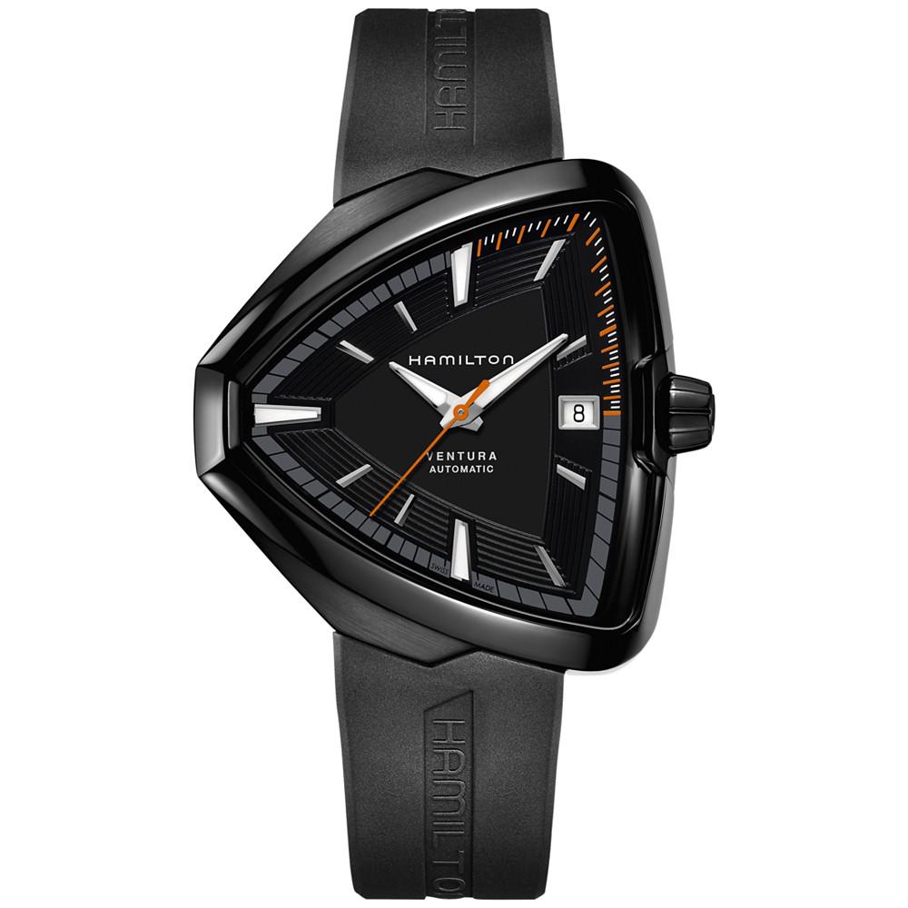 Unisex Swiss Automatic Ventura Elvis80 Black Rubber Strap Watch 43x45mm H24585331商品第1张图片规格展示
