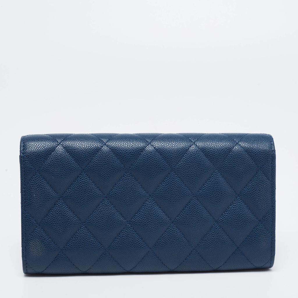 Chanel Blue Leather Classic Flap Wallet商品第4张图片规格展示