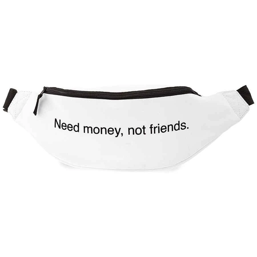 商品F.A.M.T.|F.A.M.T. Mens Waist Bag White Bum Bag  Need Money,价格¥111,第2张图片详细描述
