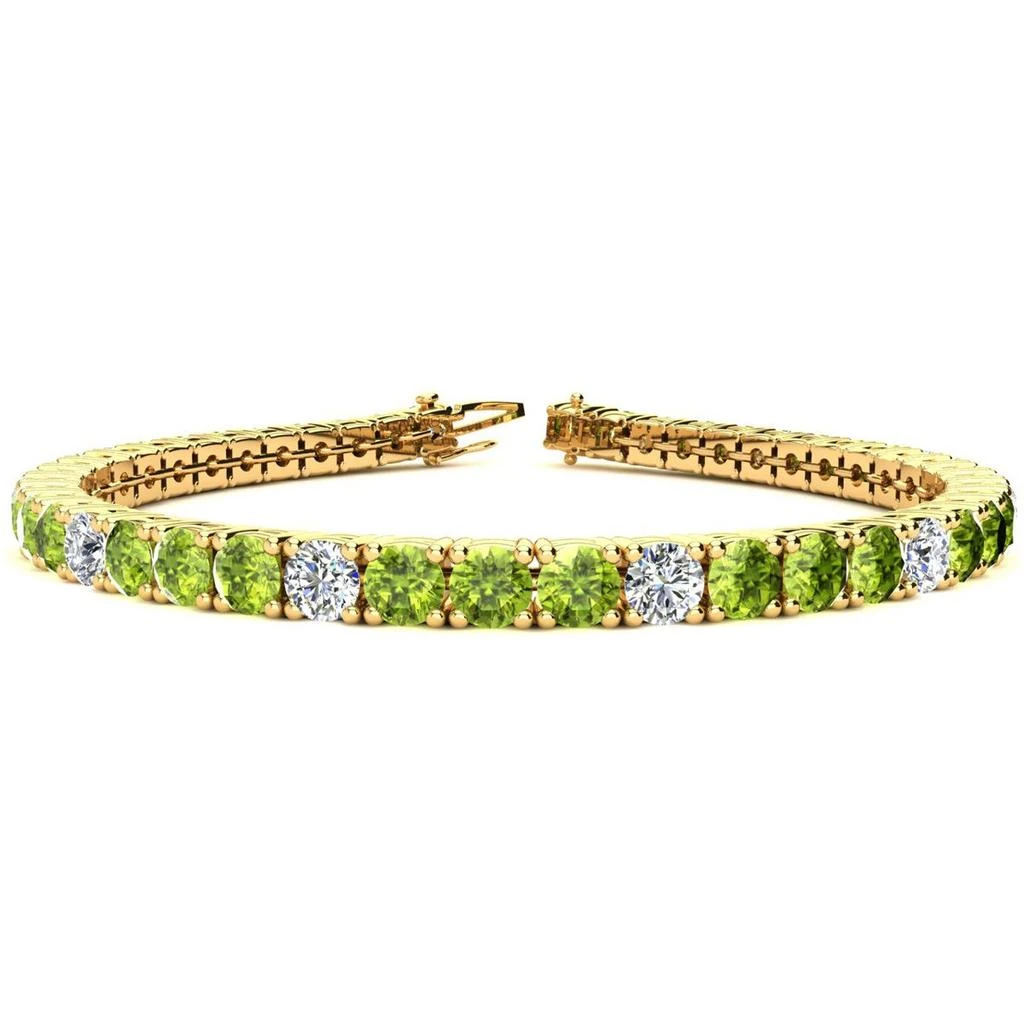 商品SSELECTS|11 3/4 Carat Peridot And Diamond Alternating Tennis Bracelet In 14 Karat Yellow Gold, 9 Inches,价格¥30731,第1张图片