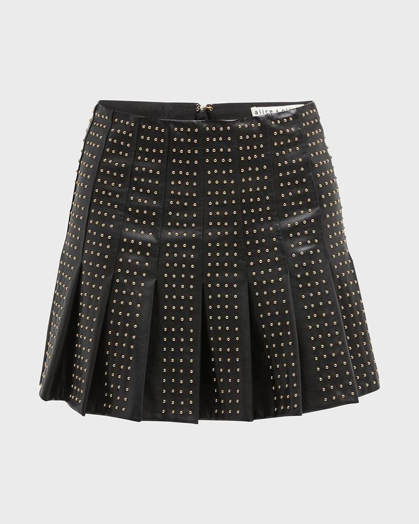 商品Alice + Olivia|Carter Vegan Leather Studded Mini Skirt,价格¥1207,第2张图片详细描述