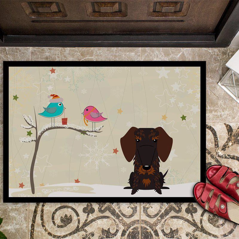 商品Caroline's Treasures|24 in x 36 in Christmas Presents between Friends Dachshund Chocolate Door Mat Indoor/Outdoor,价格¥312,第2张图片详细描述