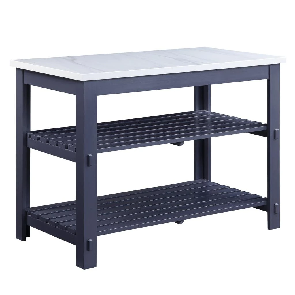 商品Simplie Fun|Enapay Kitchen Island in Marble Top Top & Gray Finish,价格¥8420,第3张图片详细描述