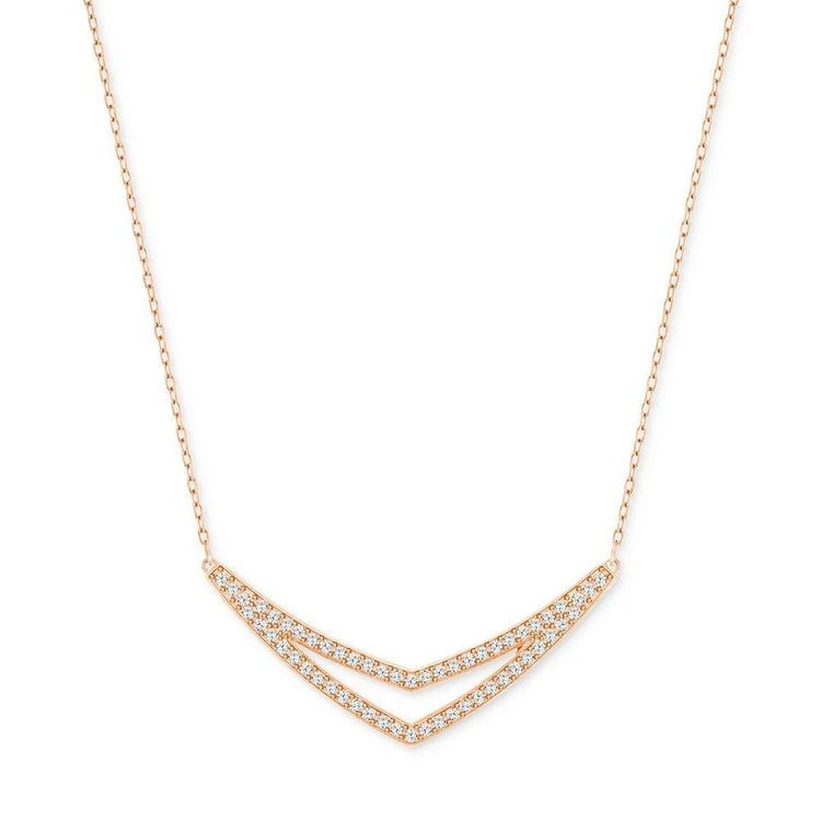 商品Swarovski|Rose Gold-Tone Double V Pavé Pendant Necklace,价格¥939,第2张图片详细描述
