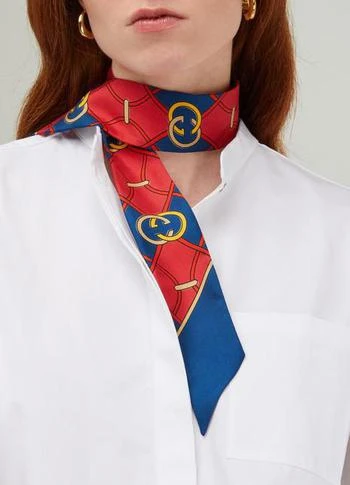 商品Gucci|GG waves bow scarf,价格¥1202,第2张图片详细描述