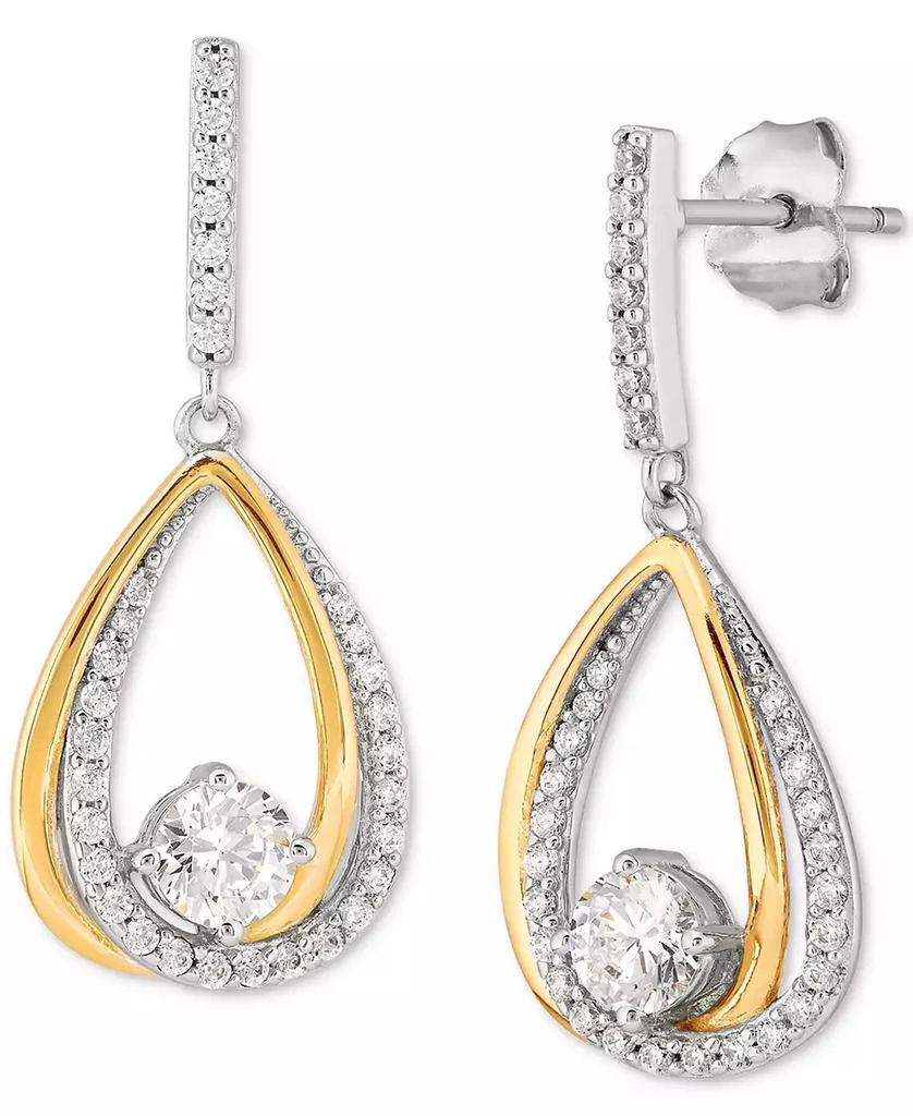 商品Macy's|Cubic Zirconia Teardrop Drop Earrings in Sterling Silver & 14k Gold-Plate,价格¥418,第3张图片详细描述