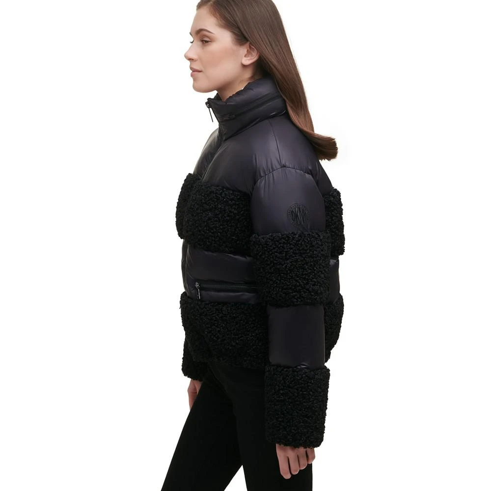 商品DKNY|Women's Sherpa Panel Zip-Front Puffer Jacket,价格¥258,第4张图片详细描述