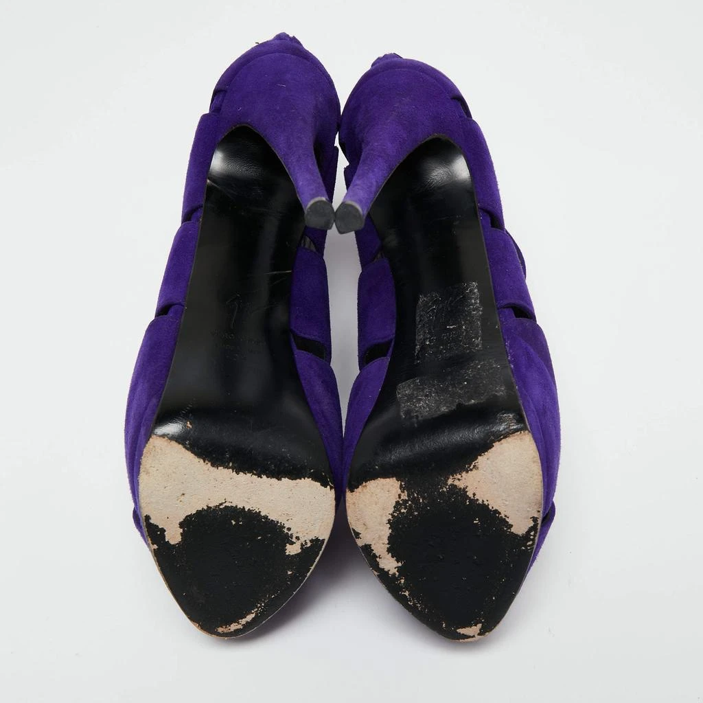 Giuseppe Zanotti Purple Suede Wave Cut Out Peep Toe Platform Booties Size 38 商品