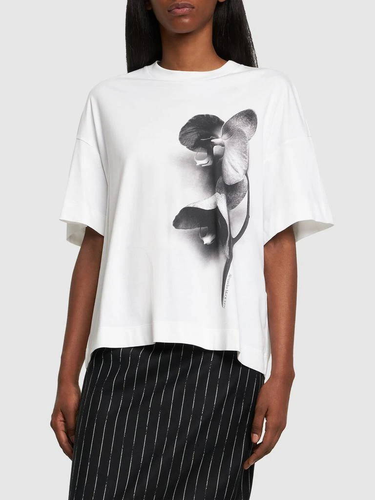 商品Alexander McQueen|Orchid Print Cotton T-shirt,价格¥4386,第2张图片详细描述