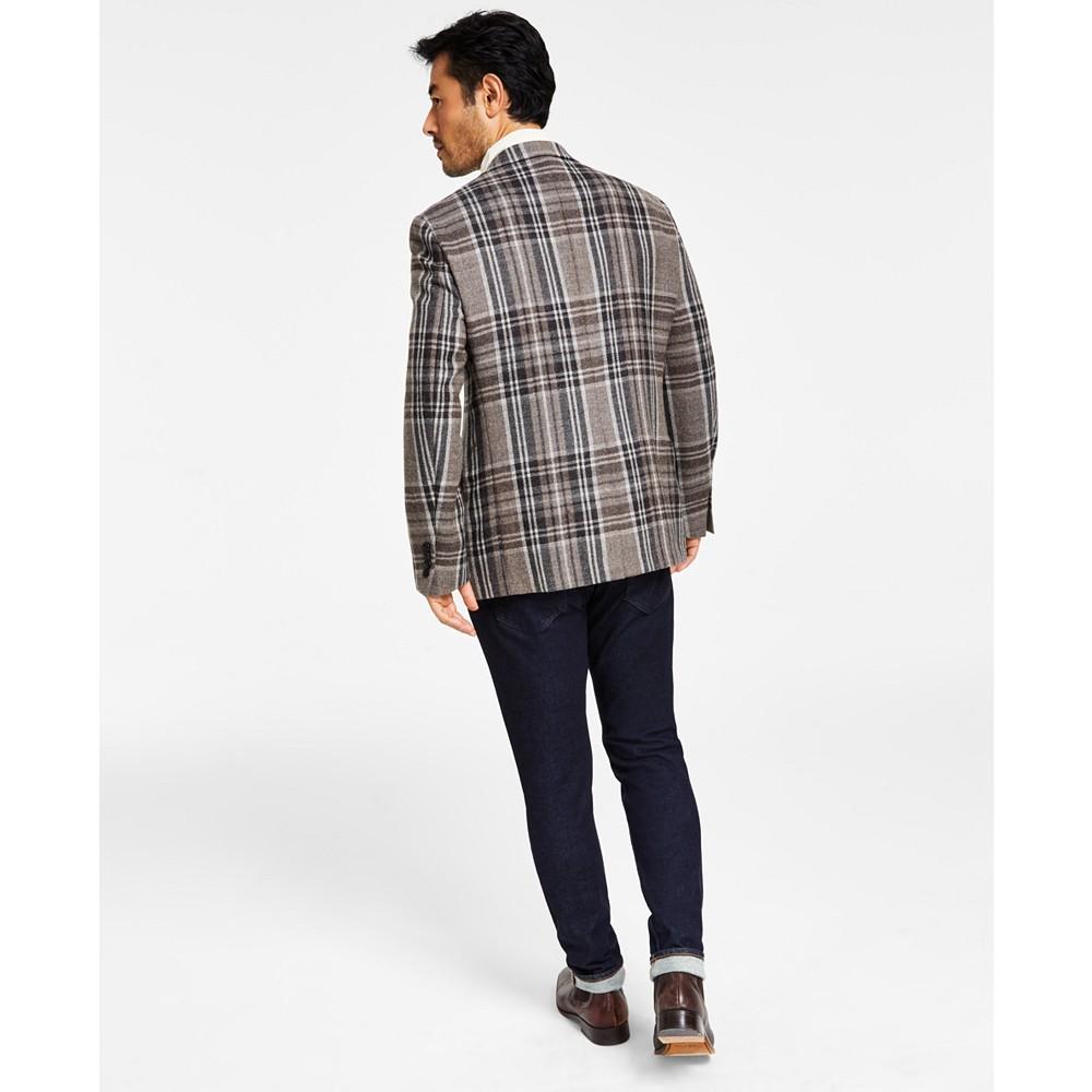 Men's Classic-Fit Ultraflex Stretch Plaid Wool Blazer商品第2张图片规格展示