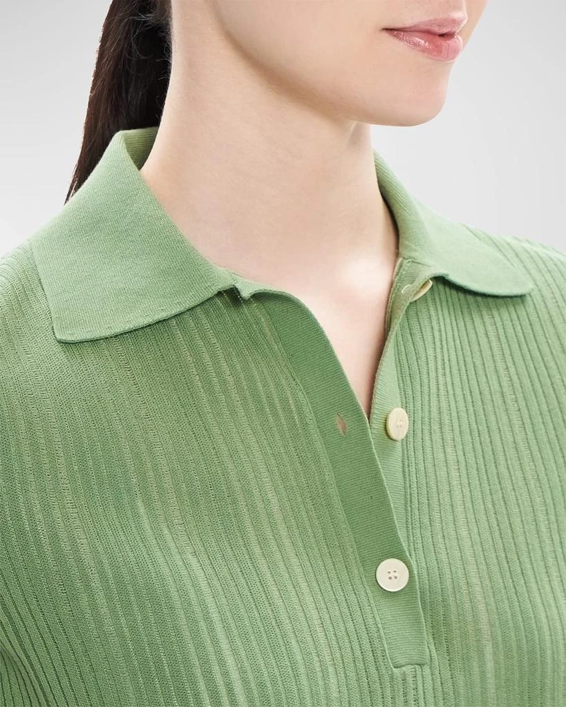 商品Theory|Cropped Matte Cotton Jacquard Polo Shirt,价格¥1662,第4张图片详细描述