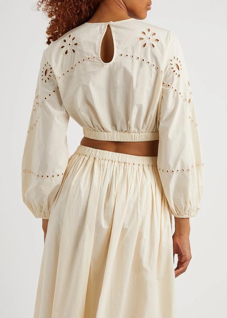 商品Rhode|Adeline cream cropped broderie anglaise top,价格¥1314,第3张图片详细描述