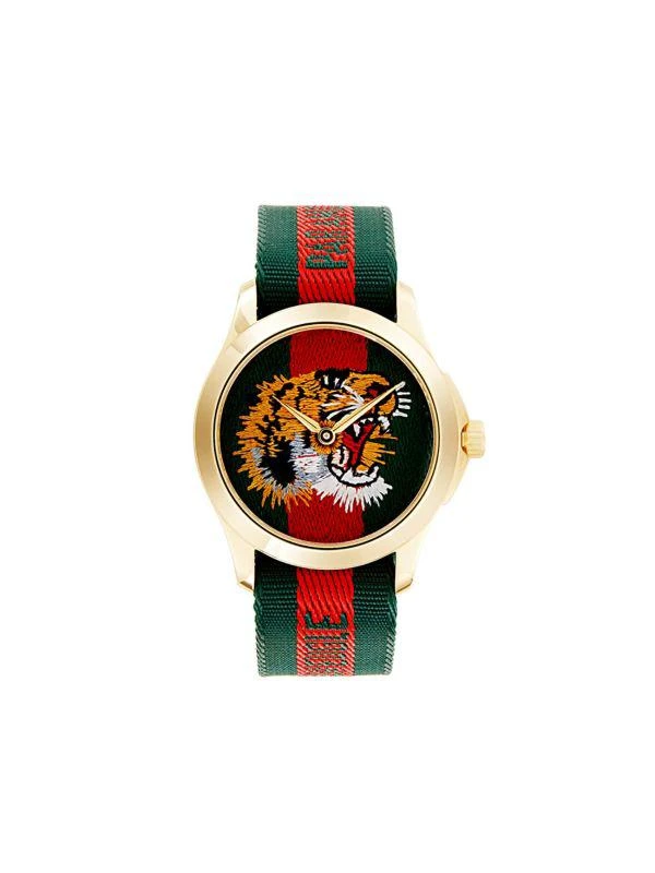 商品Gucci|38MM Goldtone Stainless Steel & Textile Strap Watch,价格¥3264,第1张图片