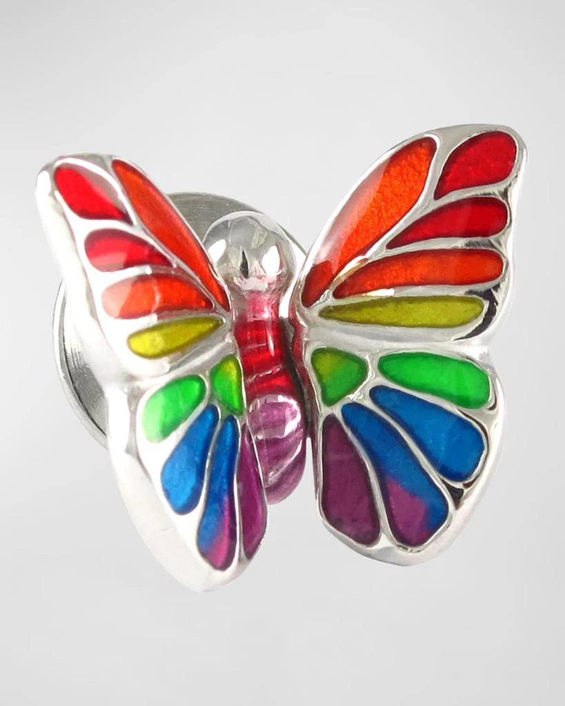 商品Jan Leslie|Men's Sterling Silver Hand-Painted Enamel Butterfly Lapel Pin,价格¥2278,第2张图片详细描述