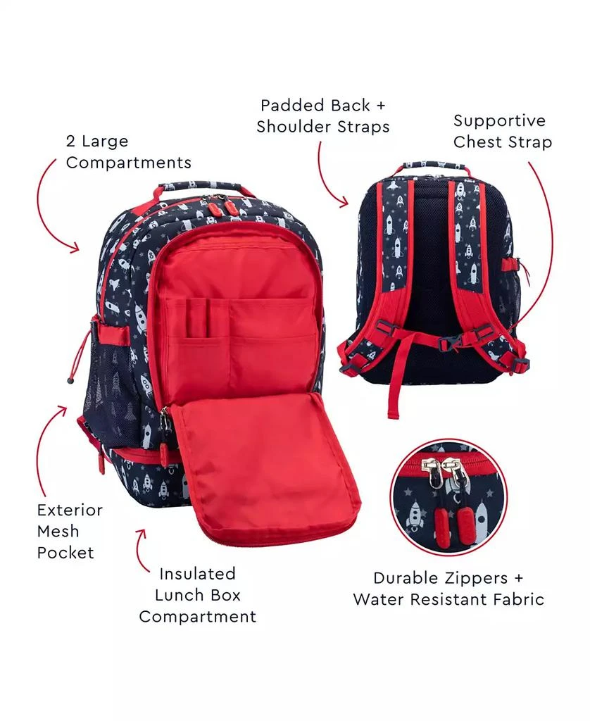 商品Bentgo|Kids Prints 2-In-1 Backpack and Insulated Lunch Bag - Rocket,价格¥499,第4张图片详细描述