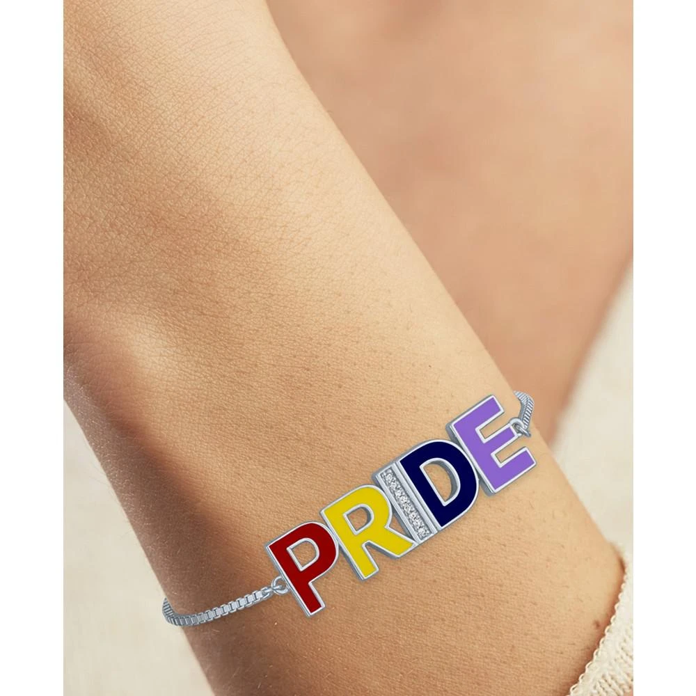 商品Macy's|Diamond Accent Rainbow PRIDE Bolo Bracelet in Sterling Silver,价格¥378,第2张图片详细描述