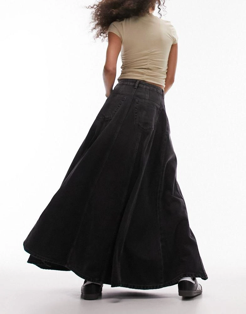 商品Topshop|Topshop denim circle skirt in washed black,价格¥459,第3张图片详细描述