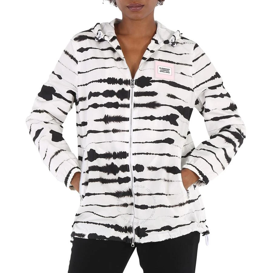 商品Burberry|Ladies Black/White Watercolour Print Econyl Hooded Parka,价格¥1252,第1张图片