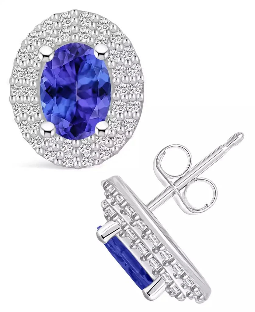 商品Macy's|Tanzanite (1-1/2 Ct. t.w.) and Diamond (1/2 Ct. t.w.) Halo Stud Earrings,价格¥36490,第1张图片