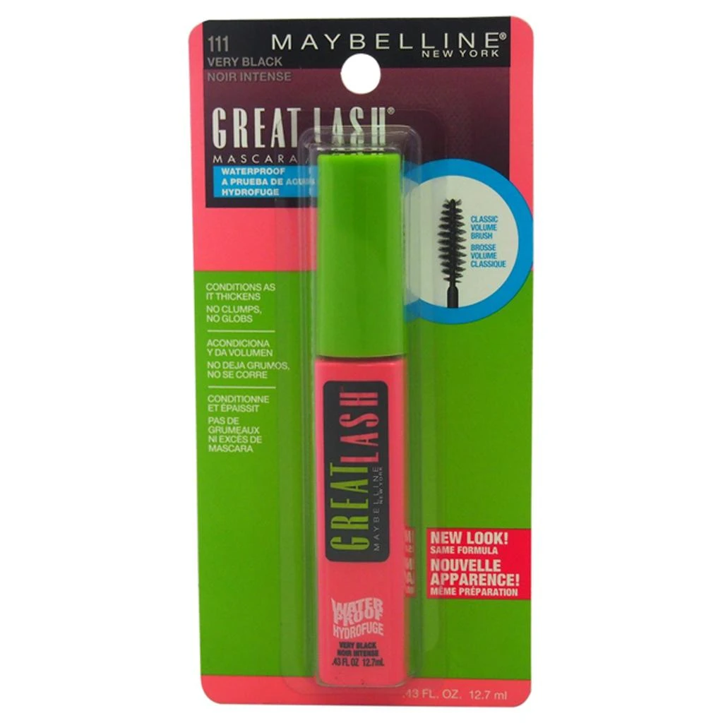 商品Maybelline|Great Lash Waterproof Mascara - # 111 Very Black by  for Women - 0.43 oz Mascara,价格¥112,第1张图片