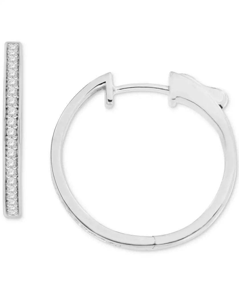 商品Macy's|Diamond Small Hoop Earrings (1/4 ct. t.w.) in Sterling Silver, 0.94,价格¥456,第1张图片