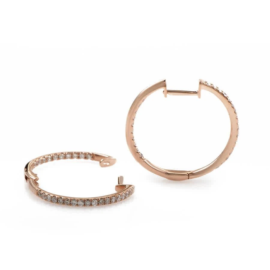 商品LB Exclusive|14K Rose Gold .51 Carat VS1 G Color Diamond Hoop Huggies Earrings,价格¥5198,第2张图片详细描述