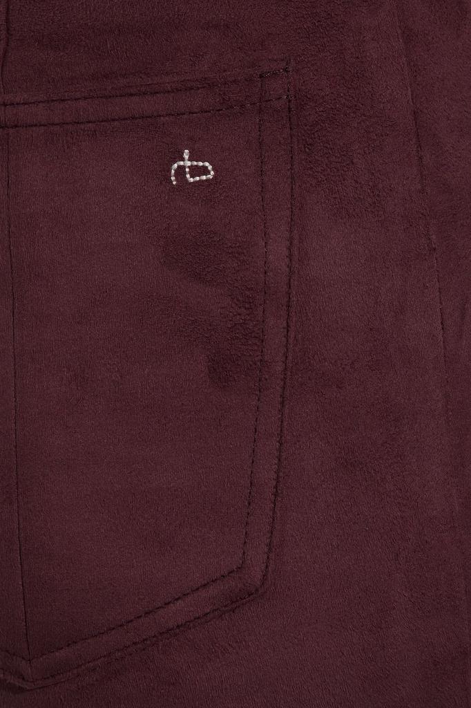 Embroidered faux suede slim-leg pants商品第4张图片规格展示