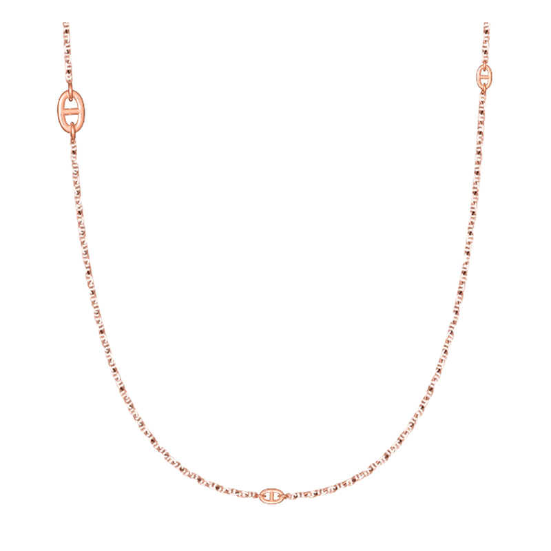  HERMES/爱马仕 经典New Farandole 120系列 18K金玫瑰金棍形环扣长项链H119150B商品第1张图片规格展示