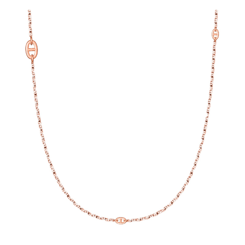 商品Hermes| HERMES/爱马仕 经典New Farandole 120系列 18K金玫瑰金棍形环扣长项链H119150B,价格¥62116,第1张图片