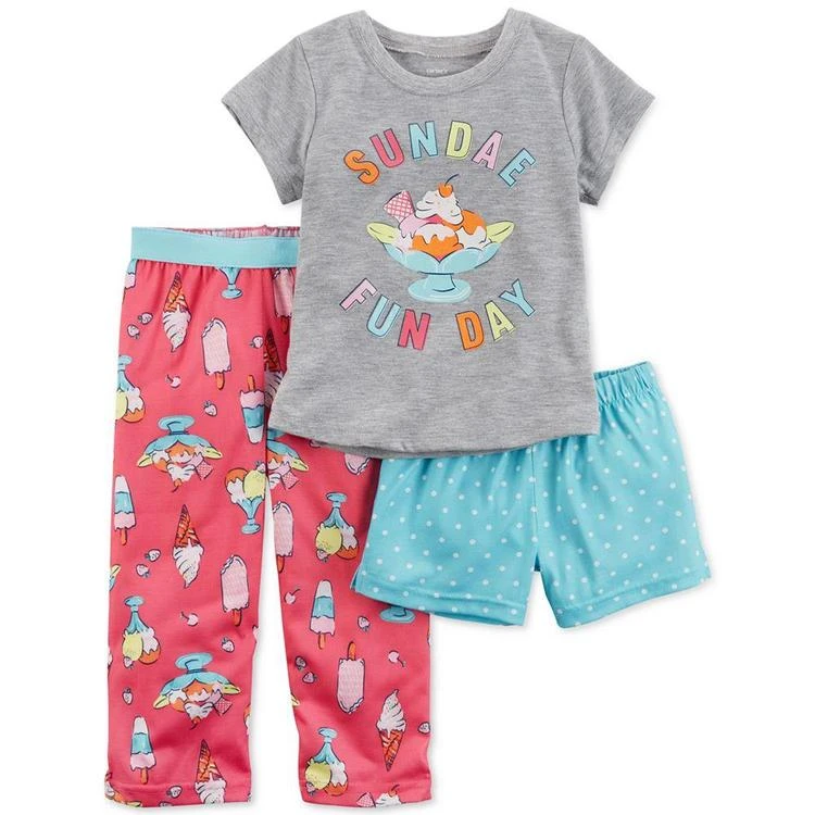 商品Carter's|3-Pc. Sundae Fun Day Pajama Set, Toddler Girls (2T-5T),价格¥112,第1张图片