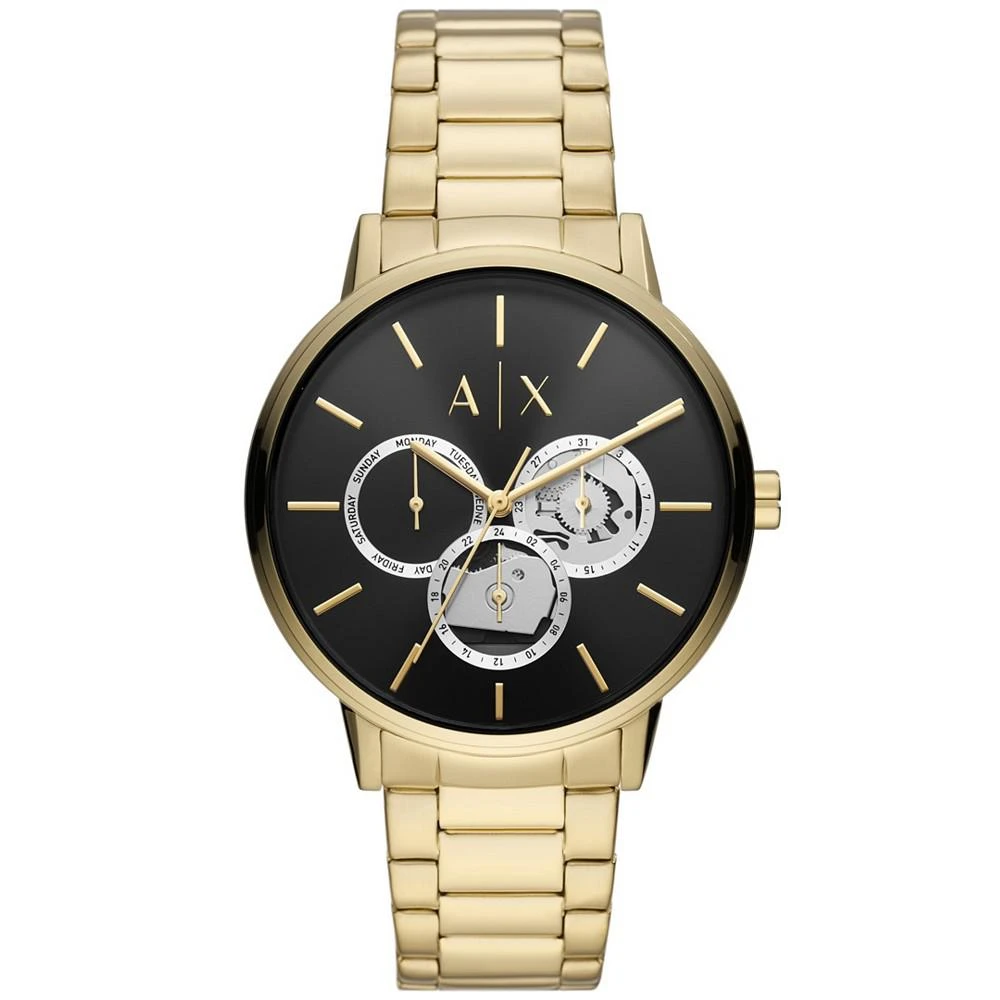 商品Armani Exchange|Men's Multifunction Gold-Tone Stainless Steel Bracelet Watch,价格¥1066,第1张图片