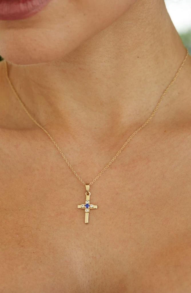 商品Savvy Cie Jewels|Yellow Gold Vermeil Sapphire & CZ Cross Pendant Necklace,价格¥378,第2张图片详细描述