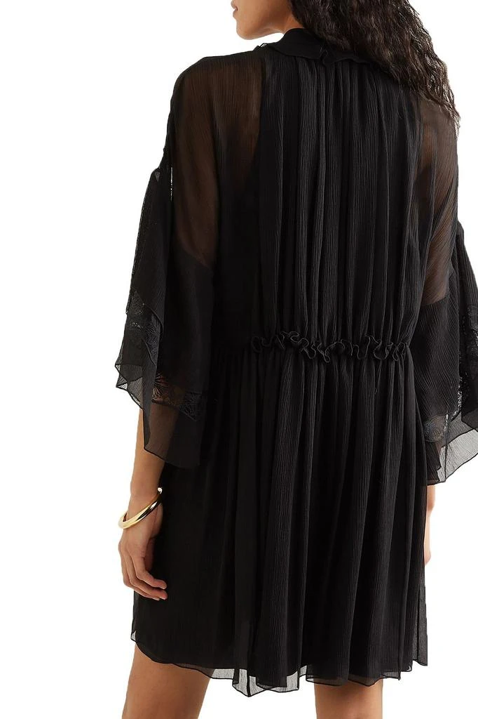 商品Chloé|Lace-paneled ruffled plissé-silk georgette mini dress,价格¥3852,第1张图片