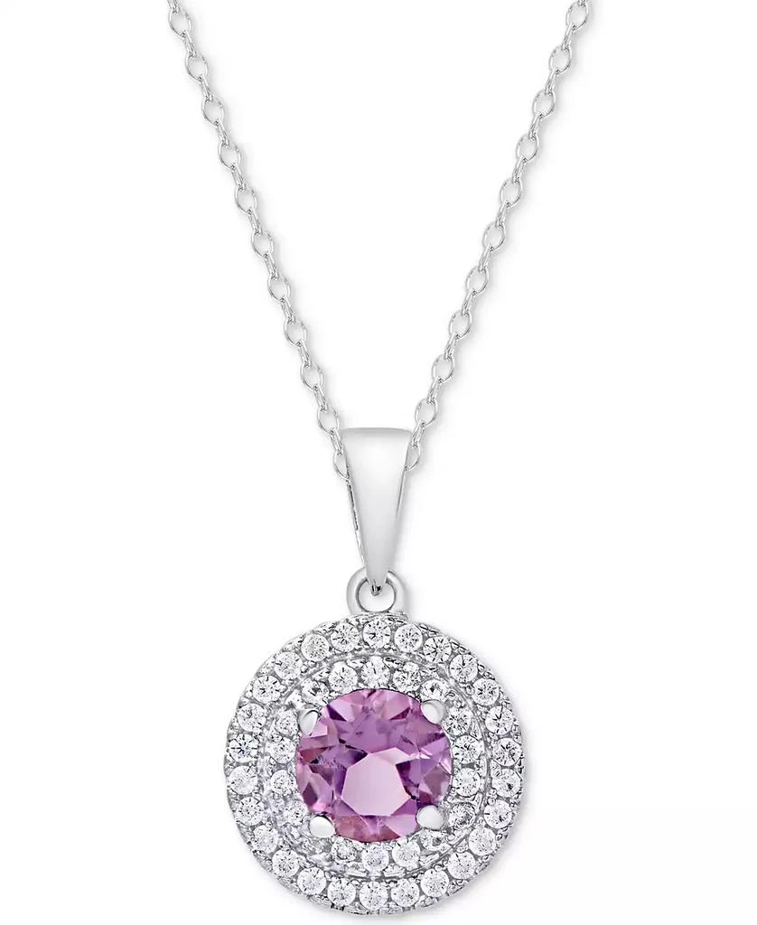 商品Macy's|Amethyst (1-1/3 ct. t.w.) & White Topaz (3/8 ct. t.w.) Pendant Necklace in Sterling Silver,价格¥400,第1张图片